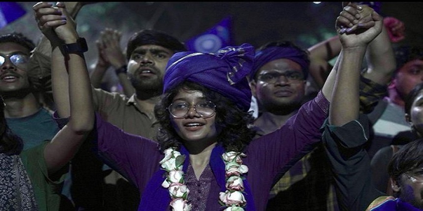 BAPSA candidate Priyanshi Arya wins general secretary post with the support of United Left. (Image: X/@subhajit_n)