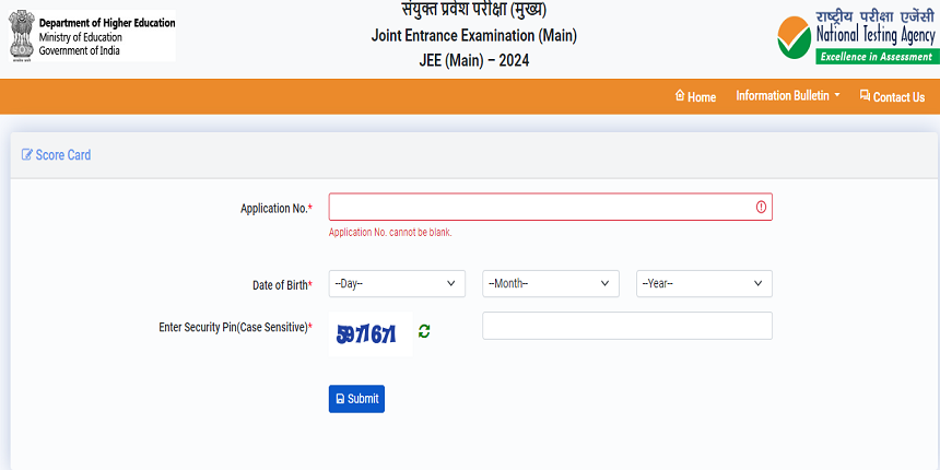 JEE Main BArch, BPlanning score card download link. (Image: NTA JEE/jeemain.ntaonline.in)