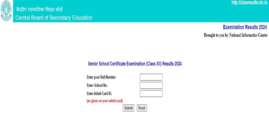 CBSE Class 12 results 2024 announced. (Image: CBSE result portal)