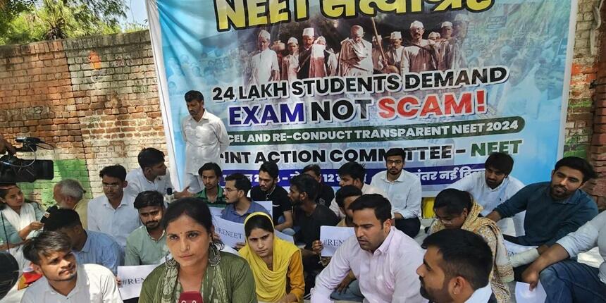NEET 2024 candidates protest demanding probe into paper leak. (Image: NSUI official X account)