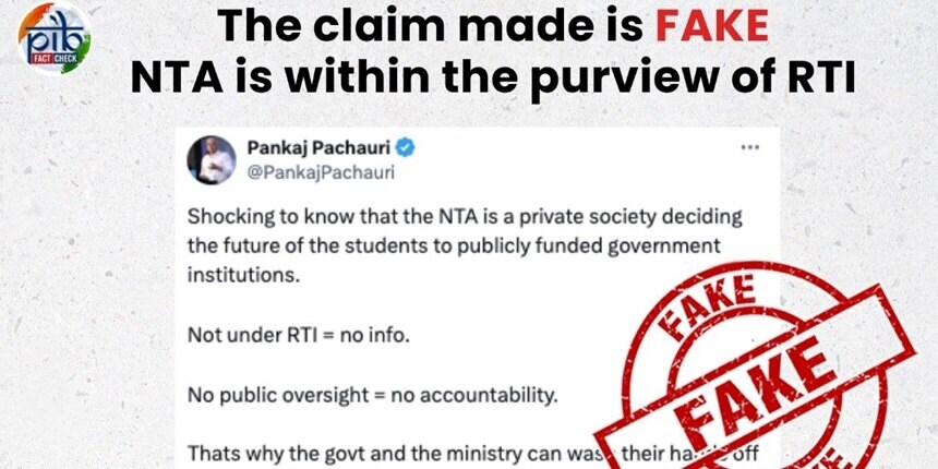 PIB refutes claims that NTA is a private organization and doesn't come under RTI's purview. (Image: Screengrab/PIB Fact Check official X account)