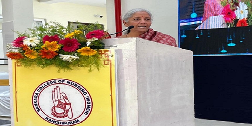 Nirmala Sitharaman speaking at the inauguration of Sankara College of Nursing (Women). (Image: X/@nsitharamanoffc)