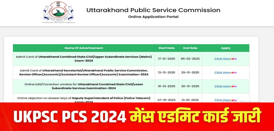 यूकेपीएससी पीसीएस मुख्य परीक्षा 2 से 5 फरवरी तक आयोजित की जाएगी। (इमेज-आधिकारिक वेबसाइट)