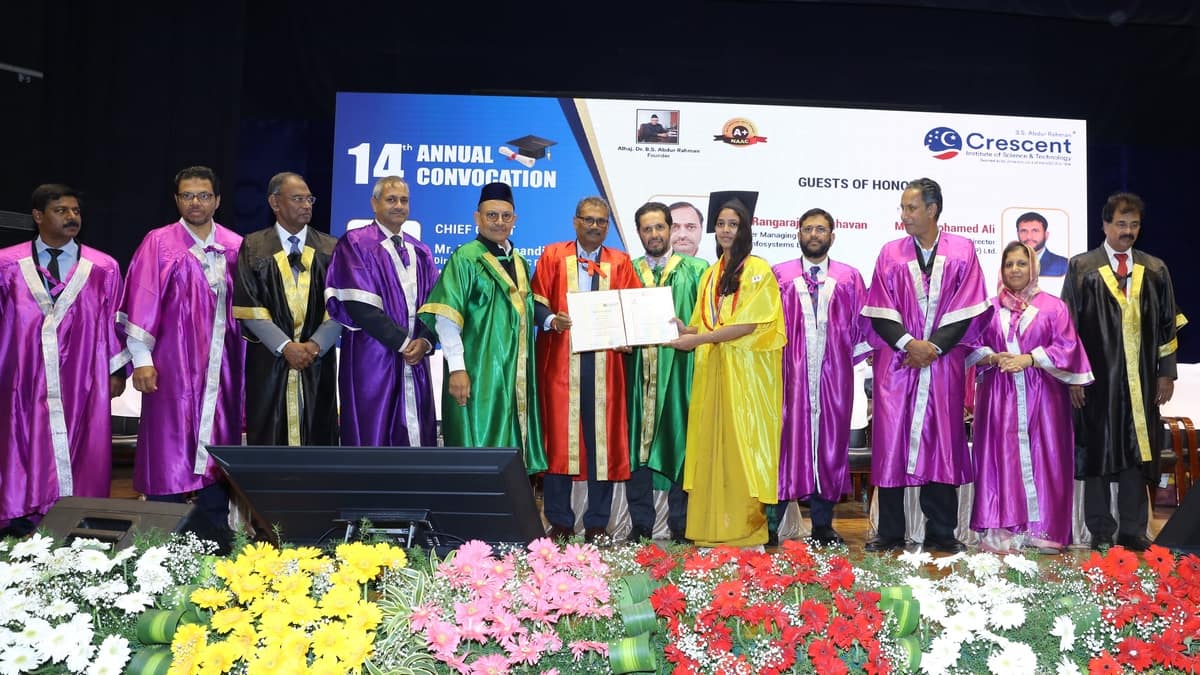 A student receiving degree at 14th convocation ceremony of BS Abdur Rahman Crescent Institute of Science and Technology. (Image source: Official)