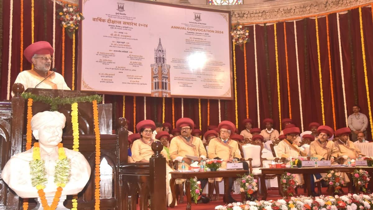 Maharashtra governor CP Radhakrishnan during the Mumbai university convocation. (Image source: Official)