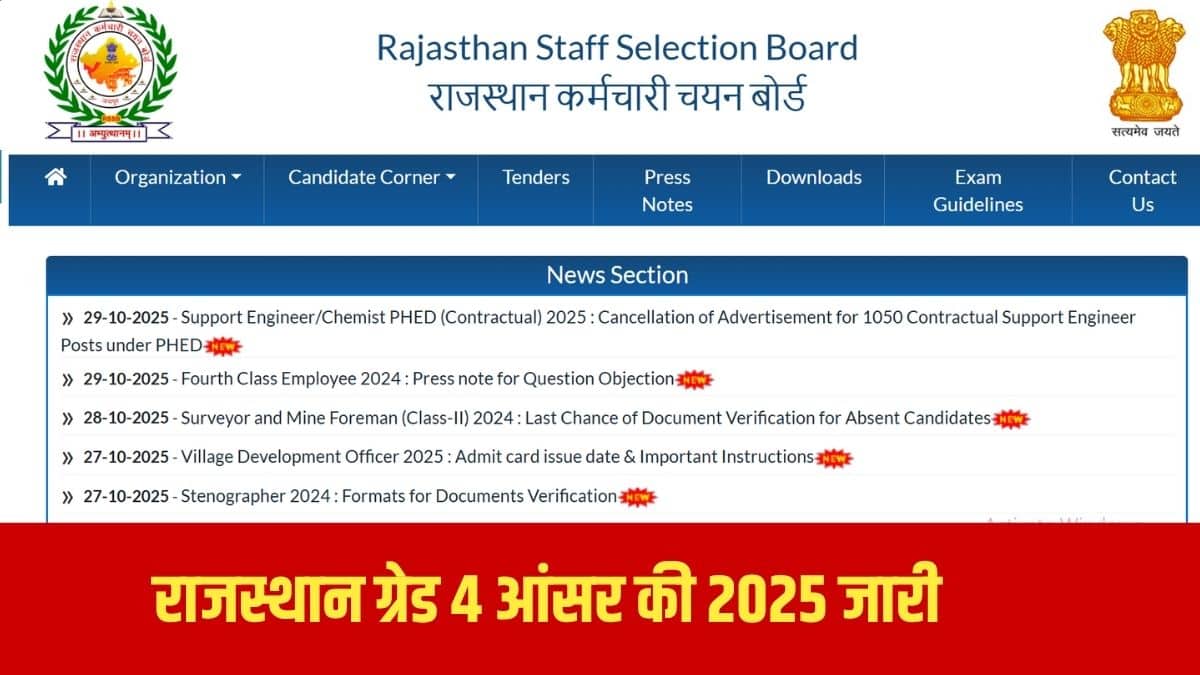 उम्मीदवार आधिकारिक वेबसाइट rssb.rajasthan.gov.in के माध्यम से अंतरिम उत्तर कुंजी डाउनलोड कर सकते हैं। (आधिकारिक वेबसाइट)