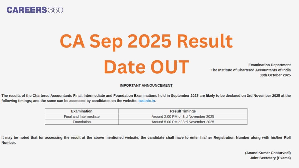 CA September 2025 Result Date Notification OUT by ICAI - Scorecards on this date