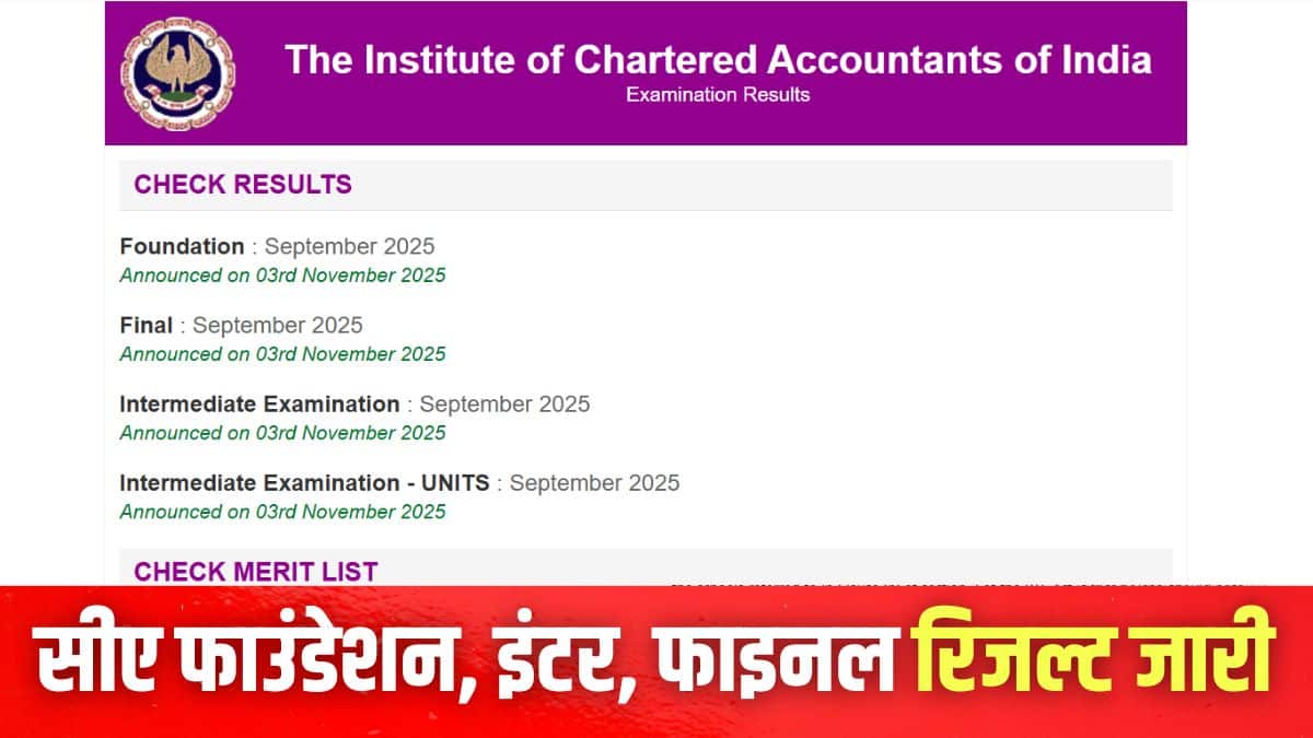 आईसीएआई सीए रिजल्ट 2025 डाउनलोड करने की प्रक्रिया इस लेख में आगे दी गई है। (इमेज-आधिकारिक वेबसाइट)