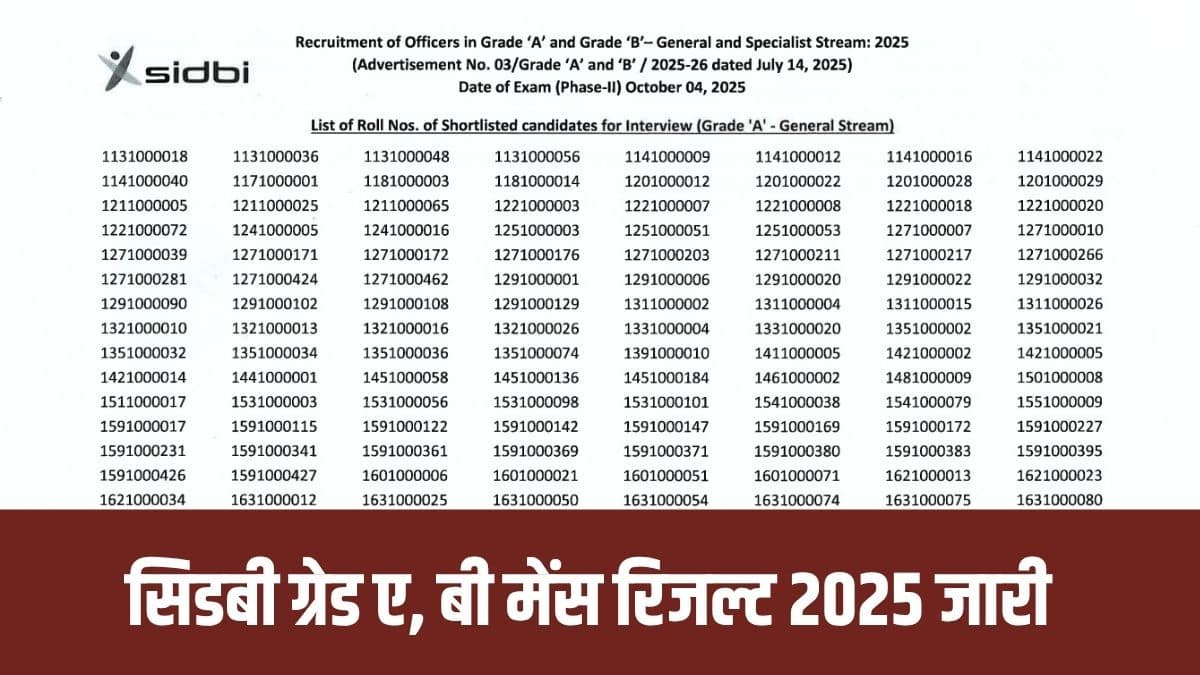 सिडबी ग्रेड ए और बी भर्ती 2025 चयन प्रक्रिया में तीन चरण शामिल हैं।(आधिकारिक वेबसाइट)