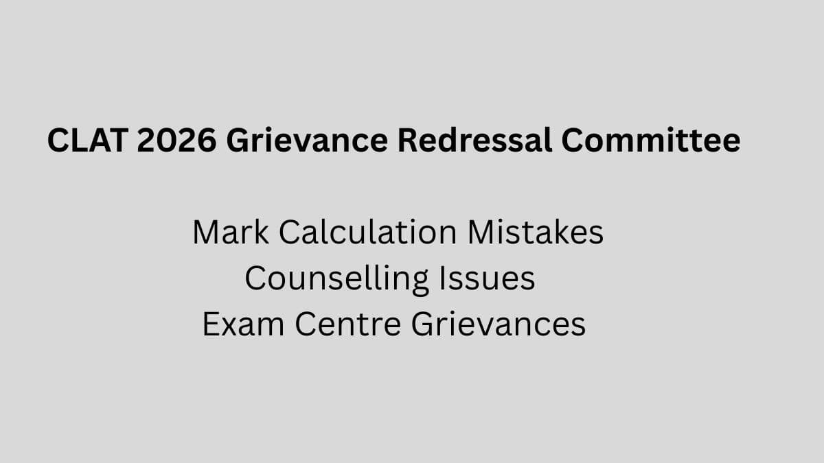 CLAT 2026 Grievance Redressal Committee - Mark Calculation Mistakes, Counselling Issues and more