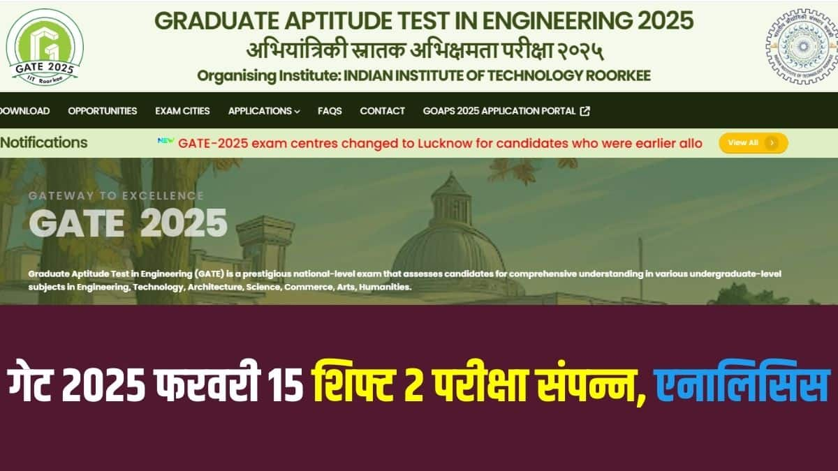 आईआईटी रुड़की 1, 2, 15 और 16 फरवरी 2025 को गेट 2025 आयोजित कर रहा है। (आधिकारिक वेबसाइट)