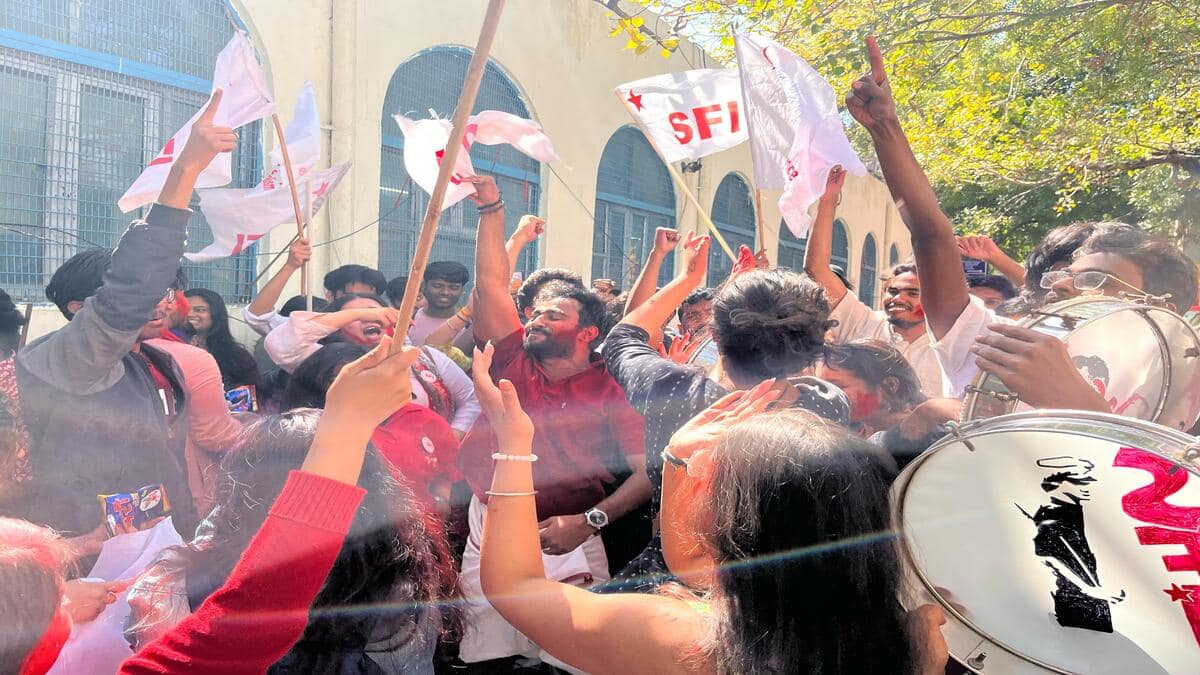 SFI secured majority in AUD student elections with 24 seats. (Image: SFI)