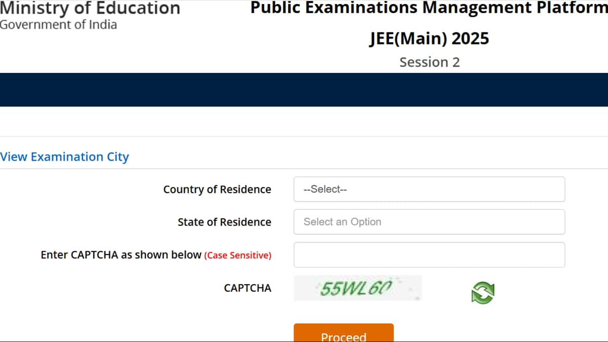 JEE Main 2025 Registration: New feature allows candidates to view exam city list. (Image: Screengrab of official website)