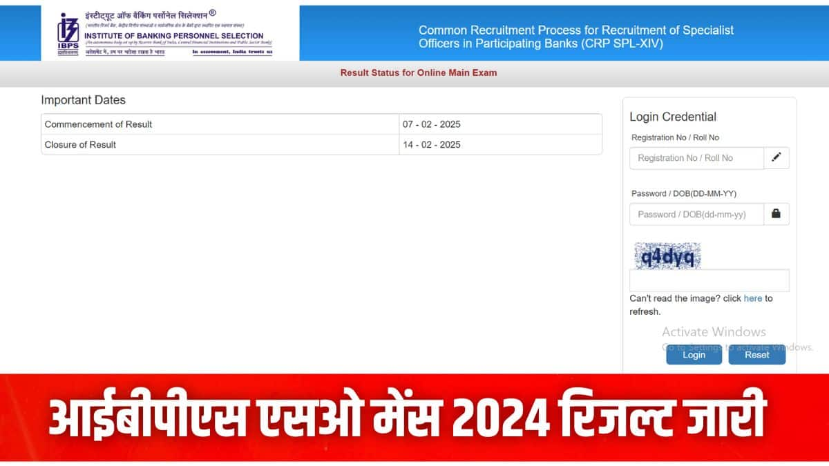 आईबीपीएस एसओ मेन्स रिजल्ट 2024 डाउनलोड करने की प्रक्रिया इस लेख में दी गई है। (इमेज-आधिकारिक वेबसाइट)