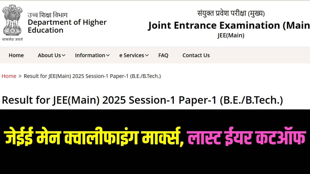 नेशनल टेस्टिंग एजेंसी (एनटीए) ने संयुक्त प्रवेश परीक्षा मुख्य यानी जेईई मेन्स सत्र 1 का परिणाम 2025 घोषित कर दिया है। (आधिकारिक वेबसाइट)