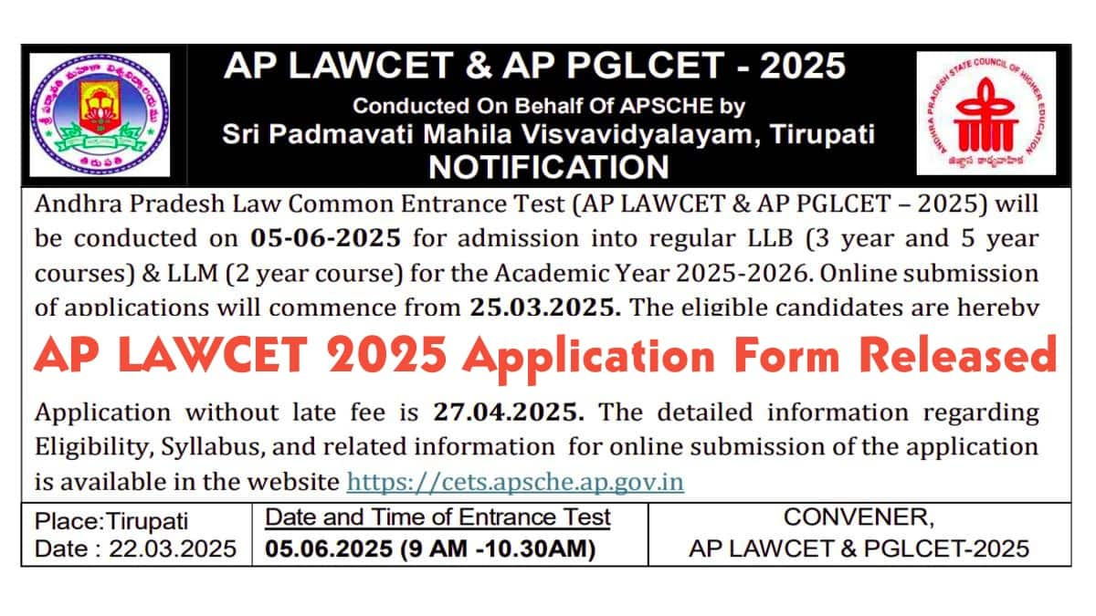 AP LAWCET 2025 Application Form Started; Check direct link, how to fill, last date here