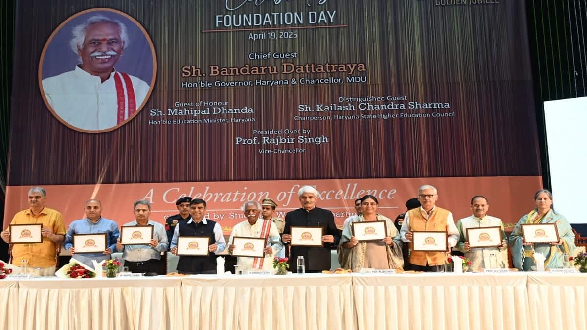 An exhibition was organised to showcase the university's achievements. (Image: Official X account/ Bandaru Dattatreya)