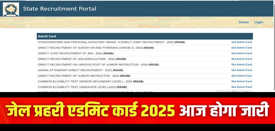 बोर्ड ने राजस्थान जेल प्रहरी एग्जाम सिटी स्लिप पहले ही जारी कर दी है। (इमेज-आधिकारिक वेबसाइट)