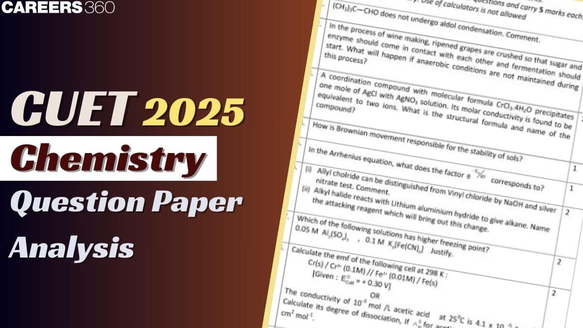 CUET 2025 Chemistry Question Paper Analysis: Paper Analysis, Difficulty Level