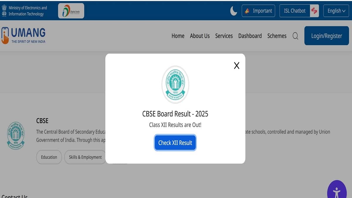 CBSE Class 12 result 2025 out on UMANG; how to download marksheet using roll number, mother’s name
