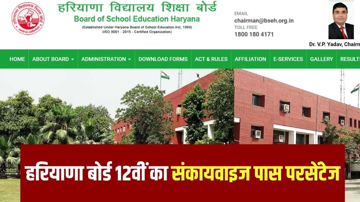 हरियाणा बोर्ड 12वीं कक्षा में कुल 85.66 प्रतिशत छात्र-छात्राएं उत्तीर्ण हुए हैं। (आधिकारिक वेबसाइट)