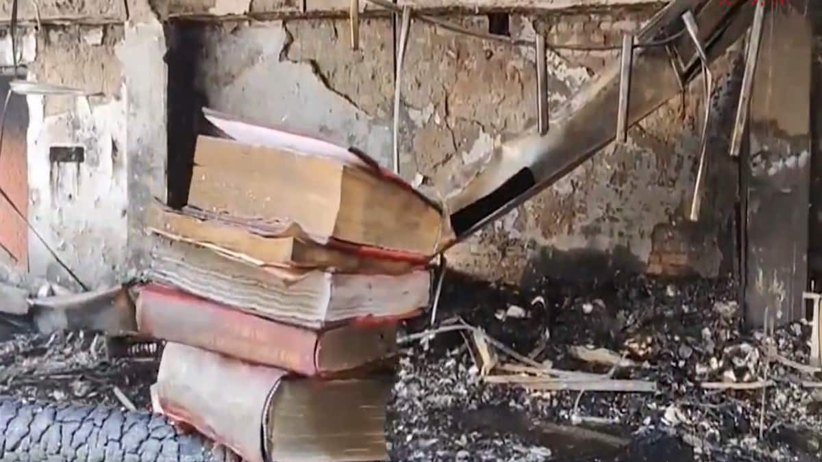 Guru Gobind Singh College of Commerce: The blaze erupted at around 8:55 am and engulfed the first, second and third floors. (Image source: PTI)