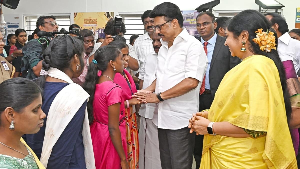 Tamil Nadu chief minister MK Stalin interacting with students at the event. (Image source: Official)