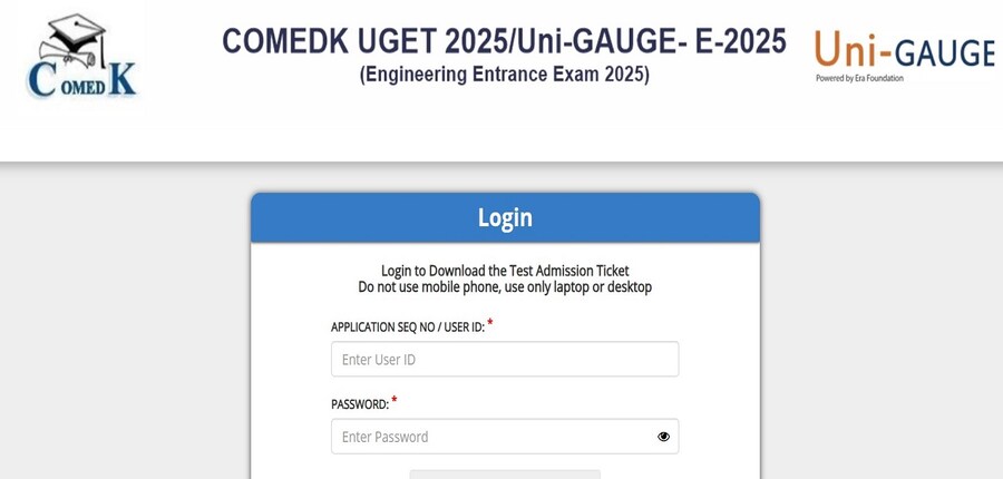 COMEDK UGET 2025 and UNI-GAUGE engineering exam from 2 pm to 5 pm on May 25. (Image: comedk.org)