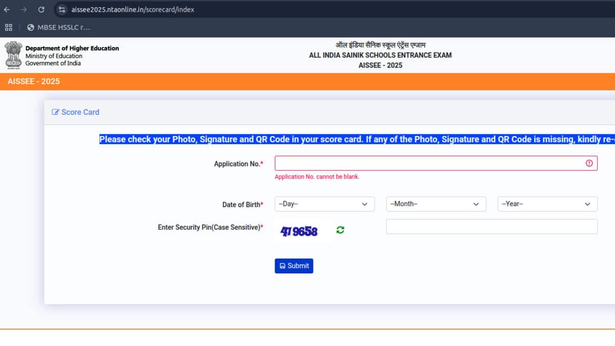 Students can download AISSEE 2025 scorecard through the official website at exams.nta.ac.in/AISSEE/. (Image source: Official website)