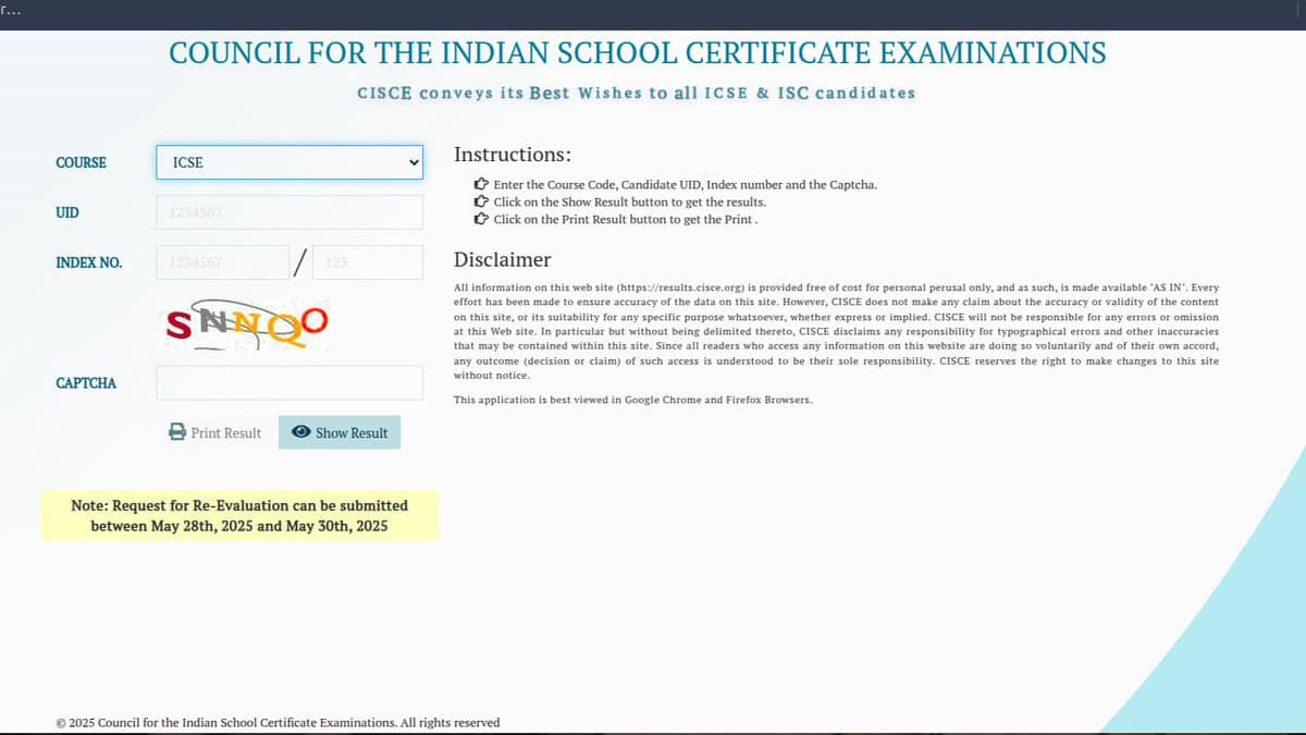 The login details to access the Class 10 and 12 rechecking results consist of UID and Index number. (Image source: Official website )