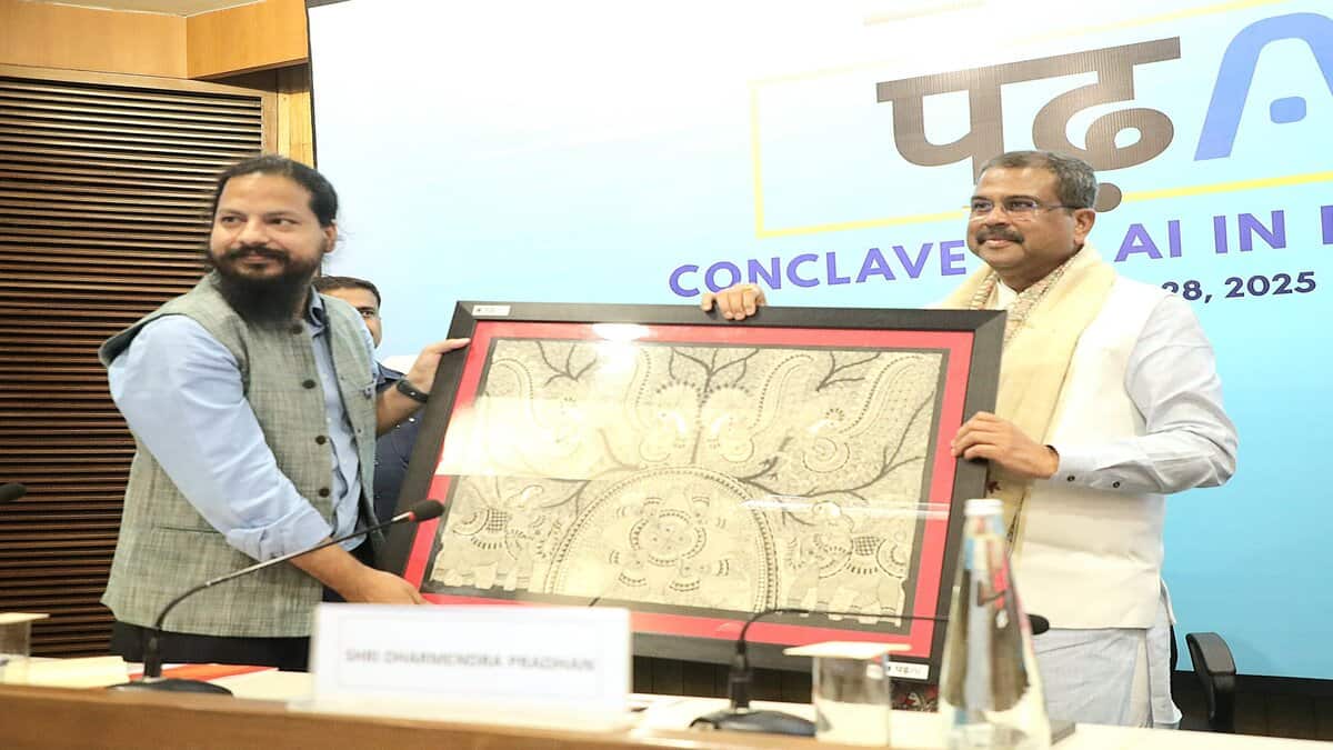 The PadhAI Conclave presented various perspectives on the role of artificial intelligence in the future of Indian education. (Image: official X account/ Dharmendra Pradhan)