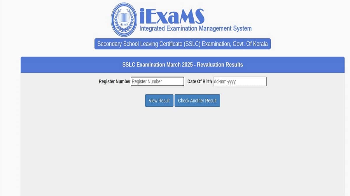 Kerala SSLC revaluation result link 2025 active now. (Image: sslcexam.kerala.gov.in)