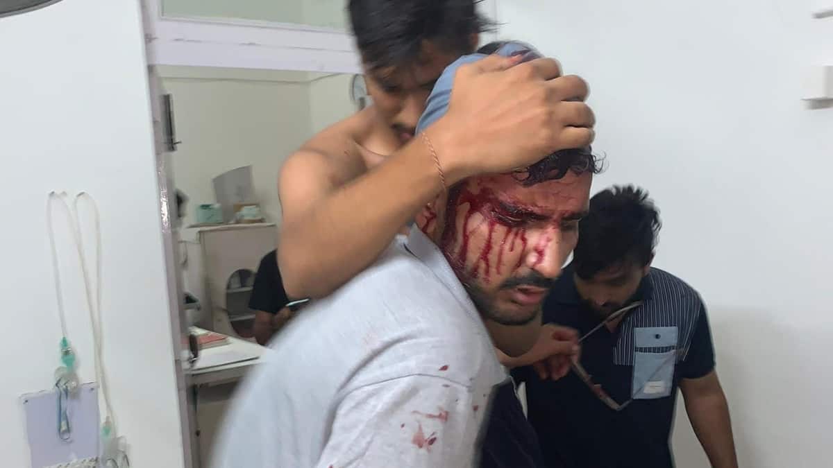 CCS HAU students protest revised scholarship scheme; several injured in police lathi-charge. (Image: Divyanshu Budhi Raja/X)