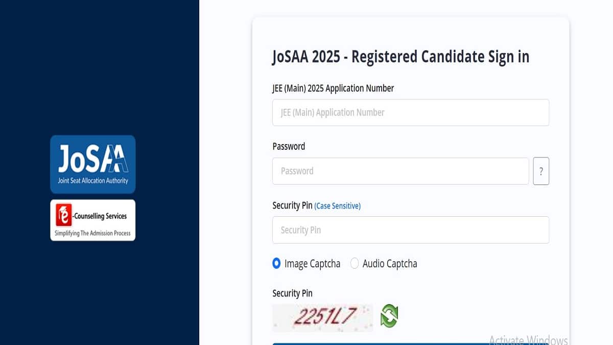 JoSAA counselling 2025 allotment results for round 1 announced. (Image: josaa.nic.in)