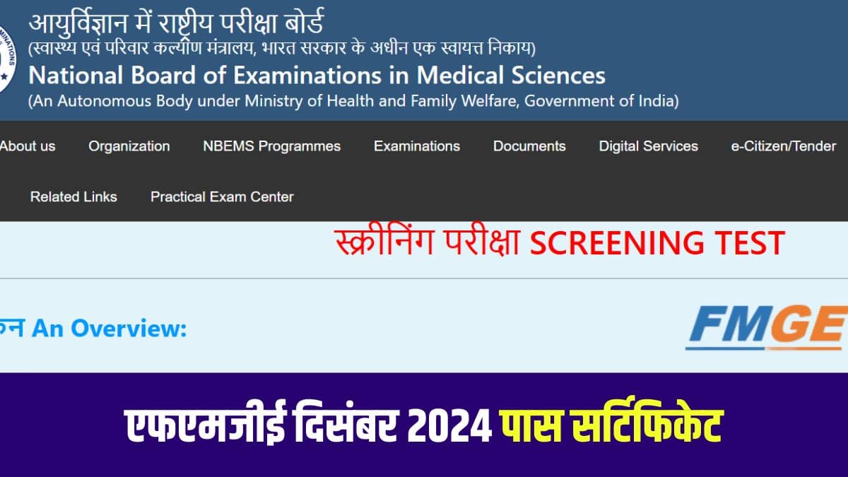 एफएमजीई परीक्षा एनबीईएमएस द्वारा साल में दो बार उन भारतीय या विदेशी नागरिकों की स्क्रीनिंग के लिए आयोजित की जाती है। (आधिकारिक वेबसाइट)