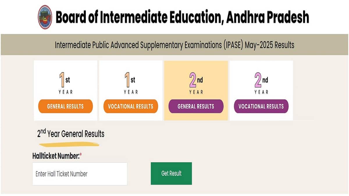 AP Inter supply results 2025 declared for first year and second year students. (Image: Official website)