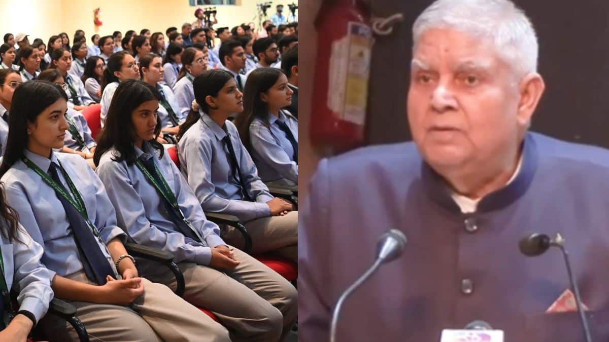 उपराष्ट्रपति जगदीप धनखड़ ने डॉ. वाई एस परमार बागवानी एवं वानिकी विश्वविद्यालय के अपने दौरे के दौरान छात्रों, शिक्षकों और शोधार्थियों से बातचीत की। (स्त्रोत- एक्स/@VPIndia)