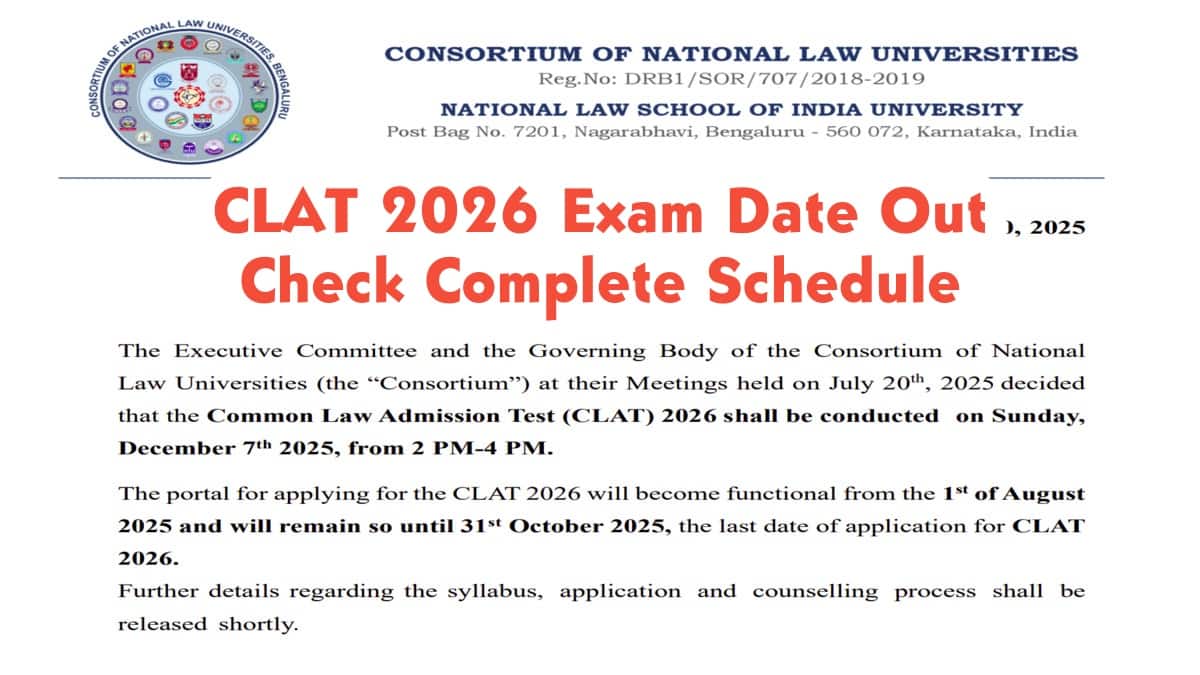 CLAT 2026 Exam Date Out; Check Complete Schedule