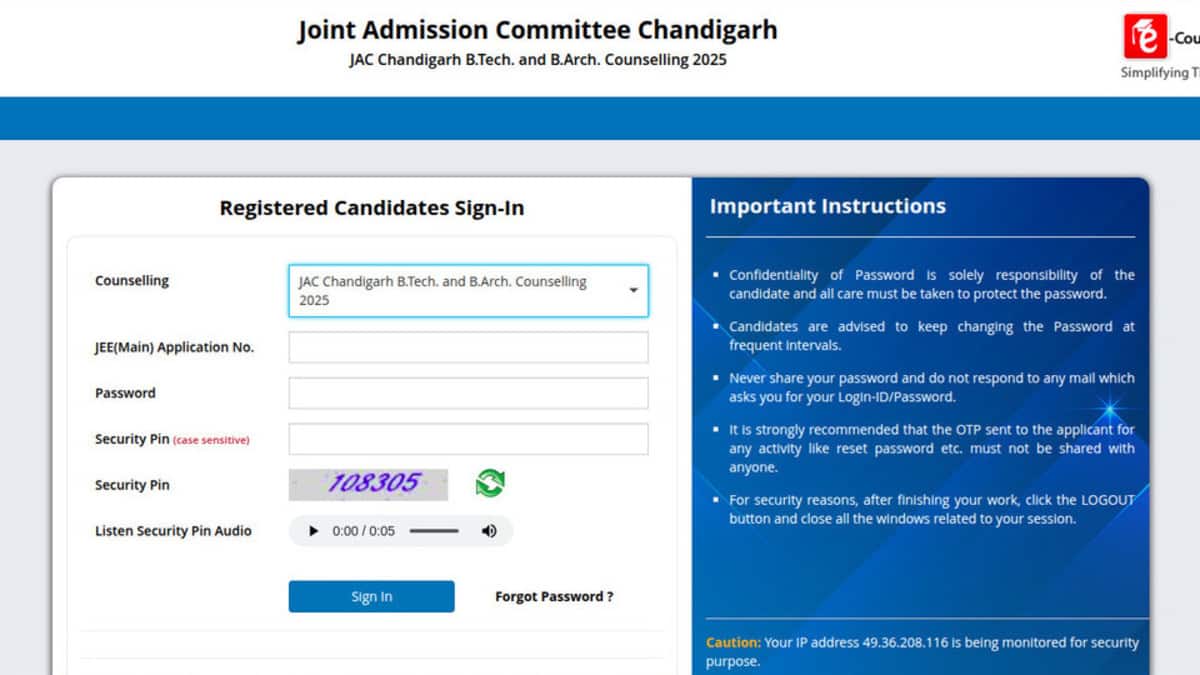 JAC Chandigarh BTech admission counselling 2025 choice filling facility can be used through the official website at jacchd.admissions.nic.in. (Representational image: Wikimedia Commons)