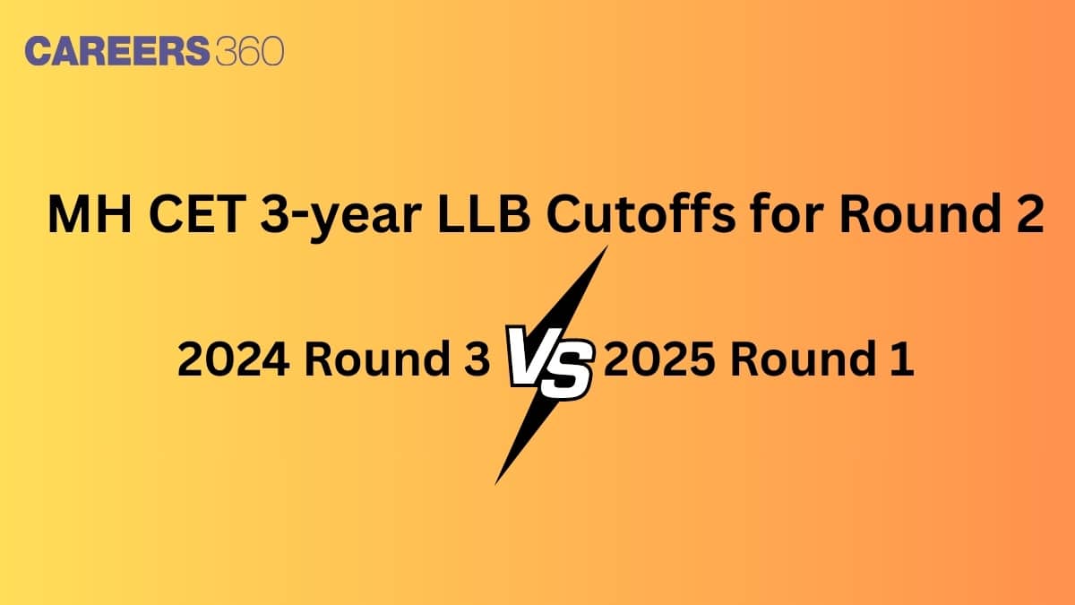 MH CET 3-year LLB Cutoffs for Round 2 - Comparison between 2024 round 3 and 2025 Round 1
