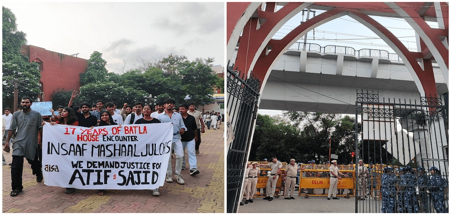JMI students staged a protest condemning the state's actions in Batla House encounter case nearly two decades ago. (Image: X/@theNaiyarAzam)