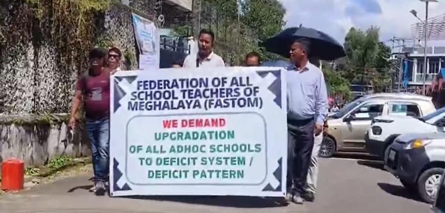 Meghalaya teachers sought immediate transfer of ad hoc teachers to the deficit system. (Image: X/ @ddnewsshillong)