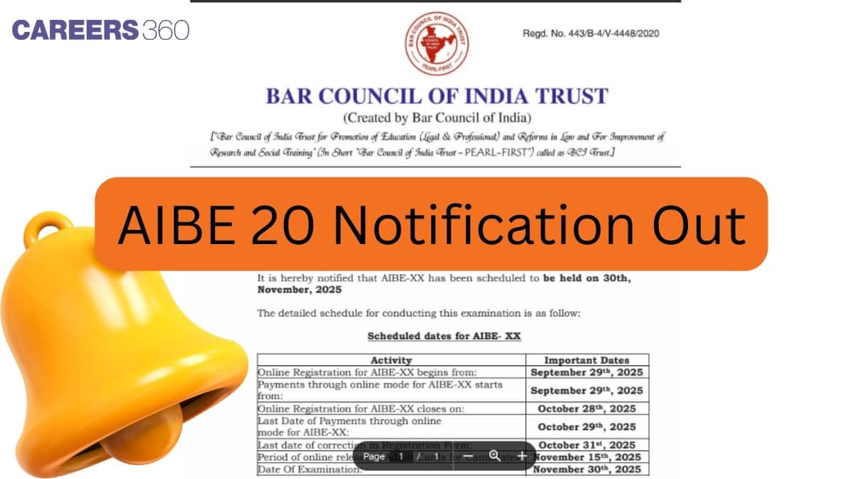 AIBE 20 Dates Announced: Registration Opens Sept 29, Check Full Schedule