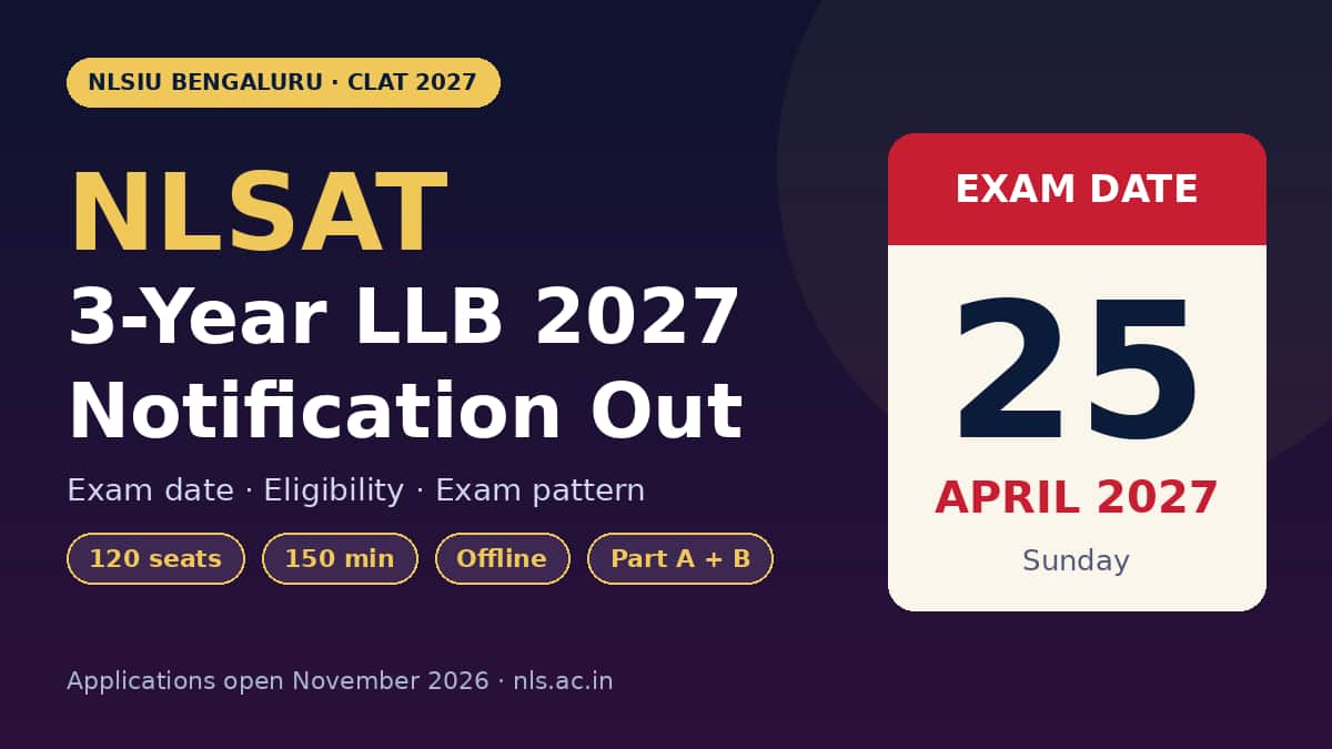 NLSAT 3-Year LLB 2027 Notification: Exam Date, Eligibility, Exam Pattern