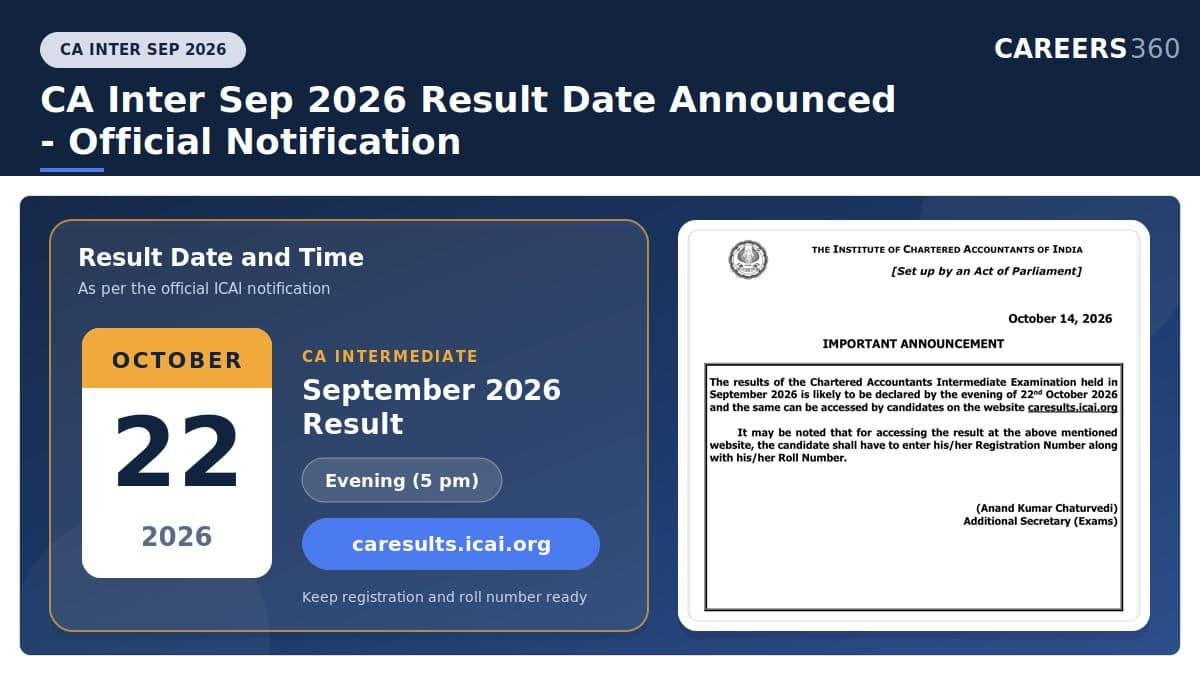 CA Inter Sep 2026 Result Date Announced by ICAI - Official Notification