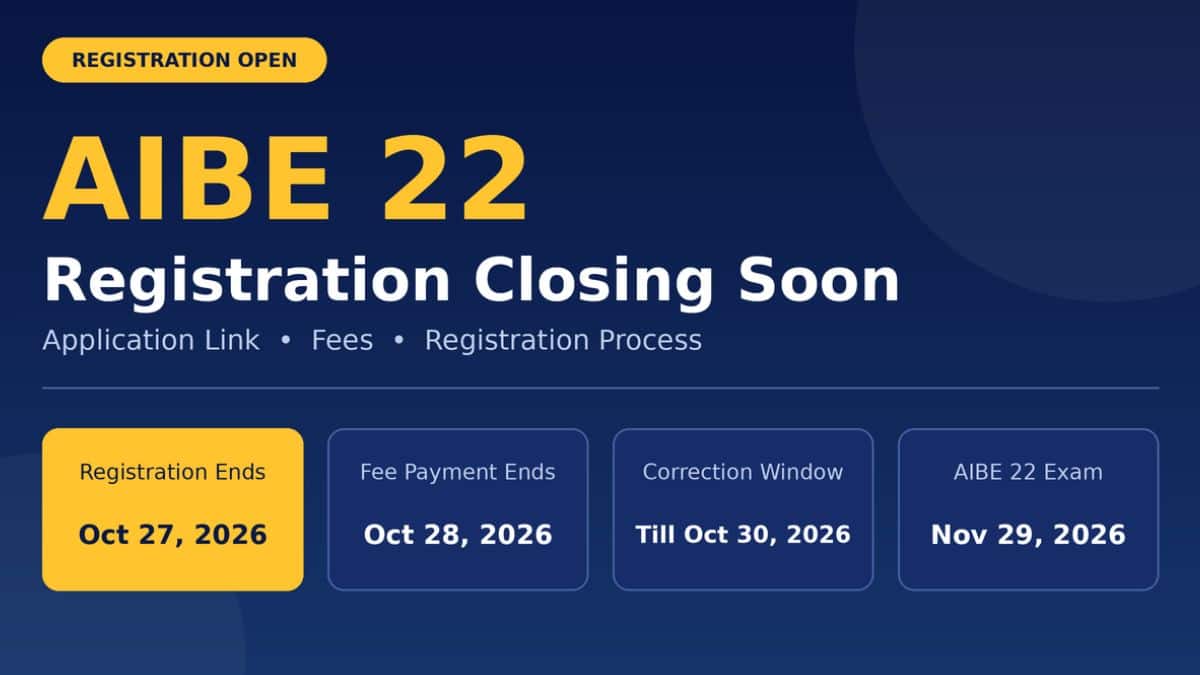 AIBE 22 Registration Closing Soon: Check Last Date Application Link, Fees, Process