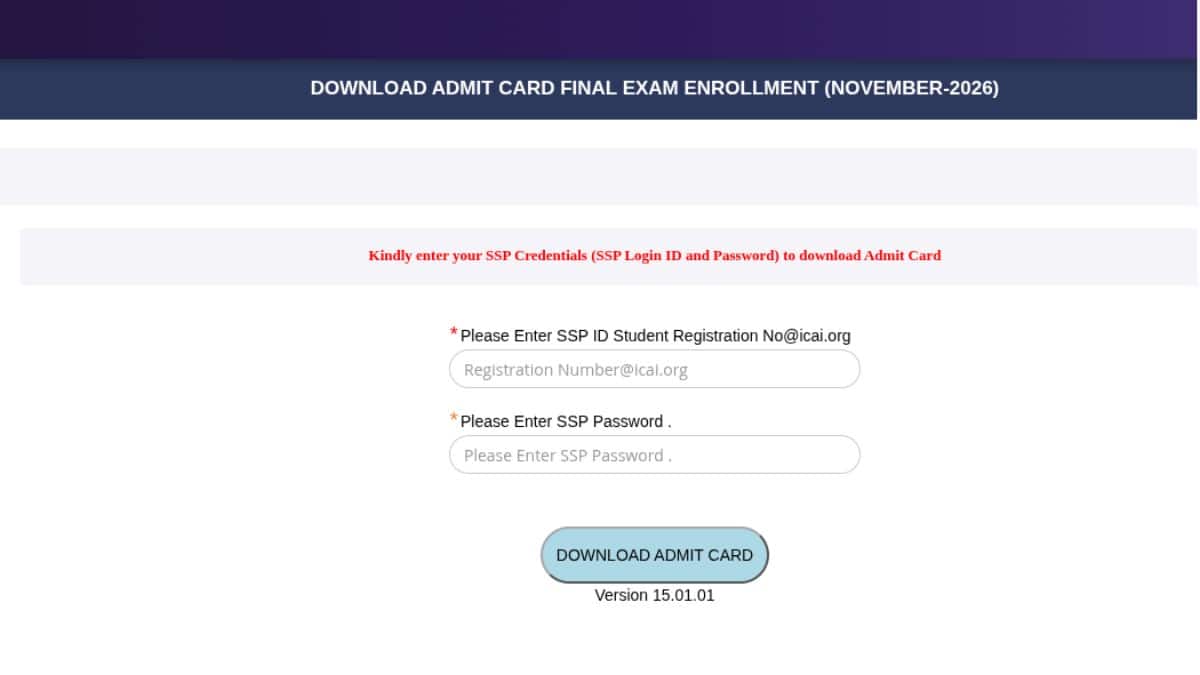 ICAI CA Final admit card 2026 released for Nov exam session. (Image: Official Website)