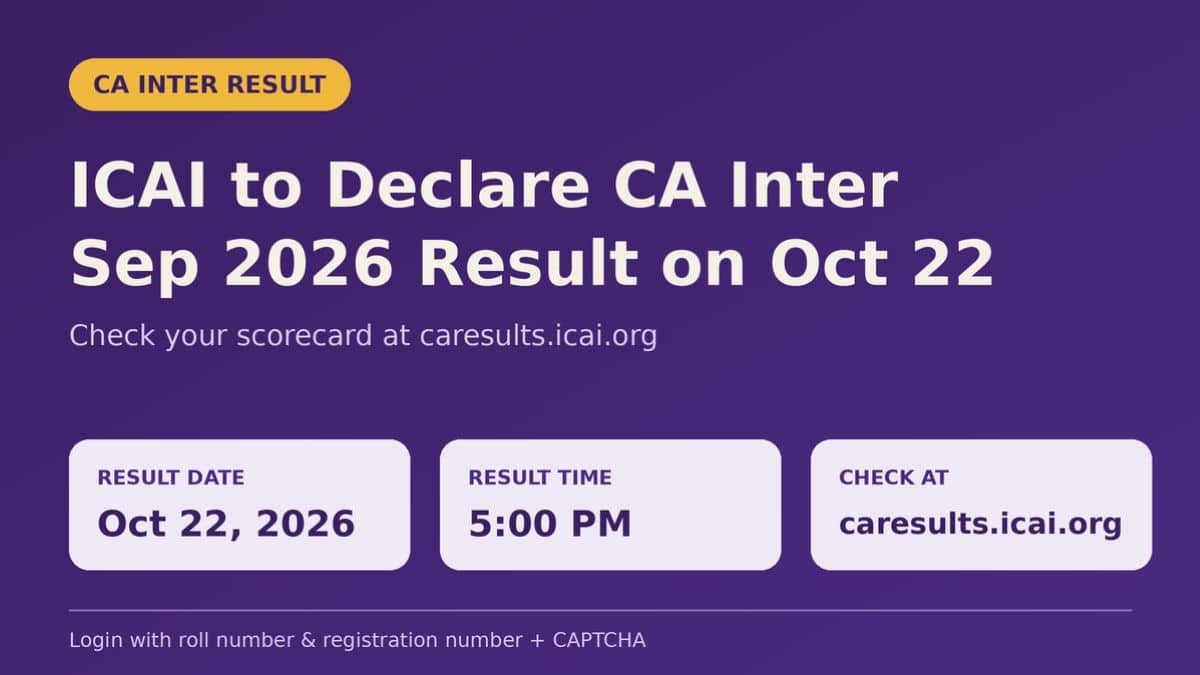 ICAI to declare CA Inter Sep 2026 result on Oct 22, Know how to check scorecard