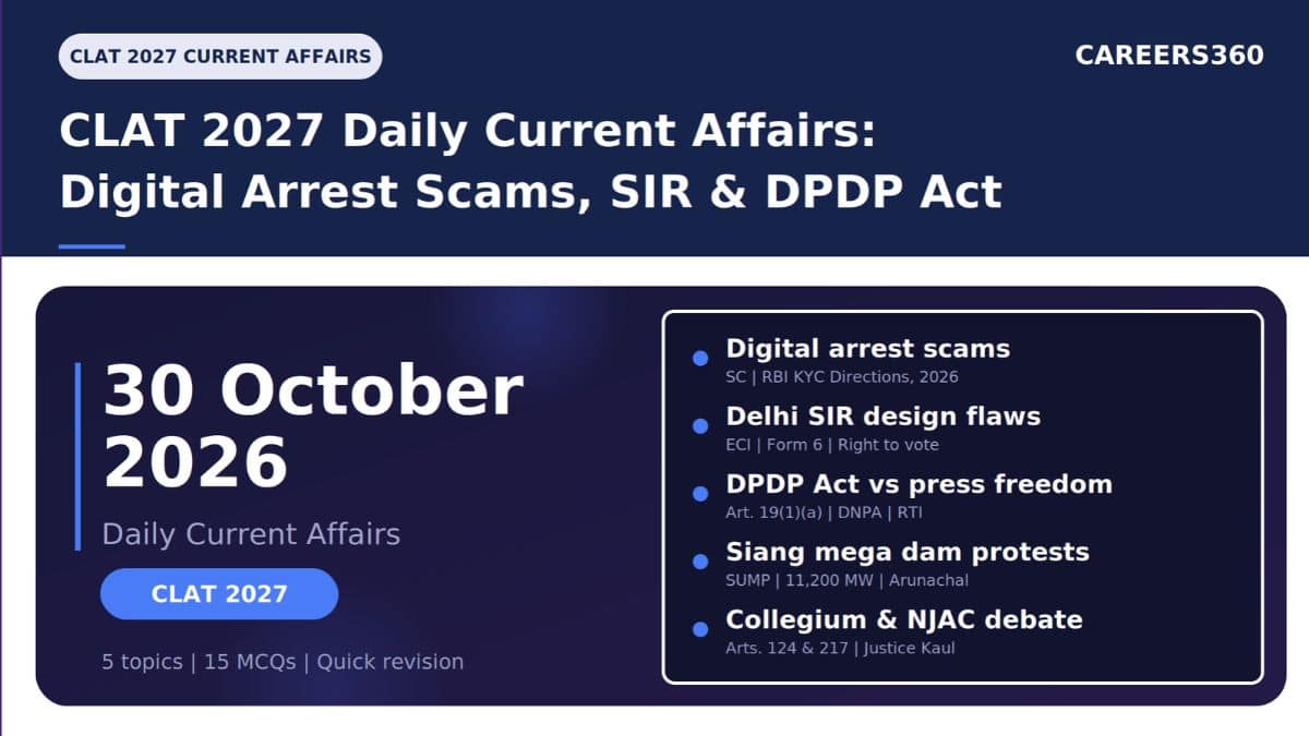 CLAT 2027 Daily Current Affairs - October 30, 2026 | Digital Arrest Scams, SIR Design Flaw, DPDP vs Press Free