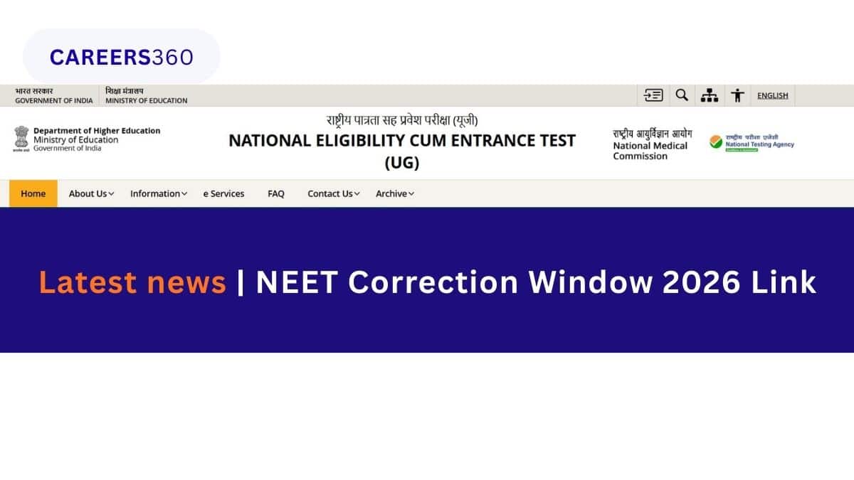 NEET correction window 2026 link out by NTA